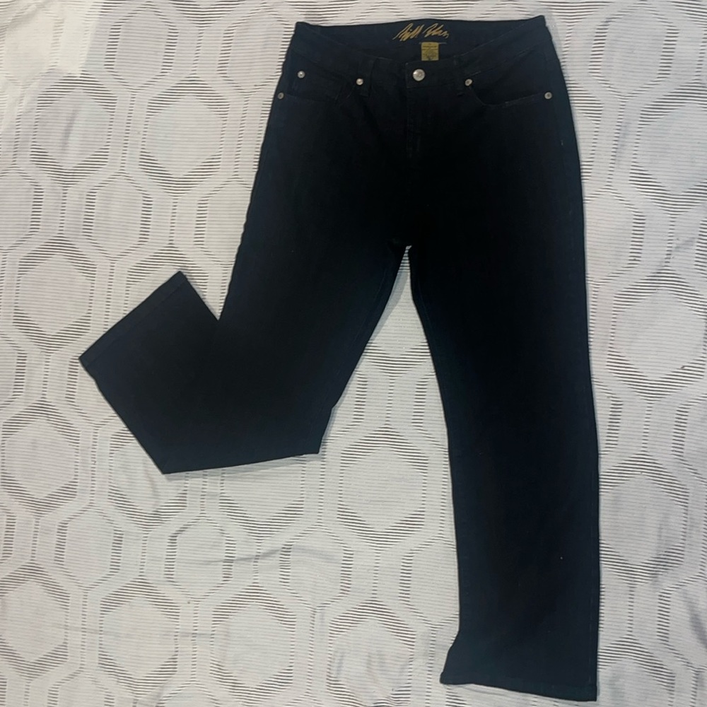 Bill Blass Women’s Black Stretch Denim Straight Leg Bootcut Jeans sz 12